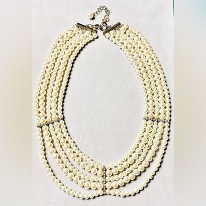 Pearl Necklace Macys. 5 Strand Faux Pearls. Clasp & rhinestone clips goldtone.